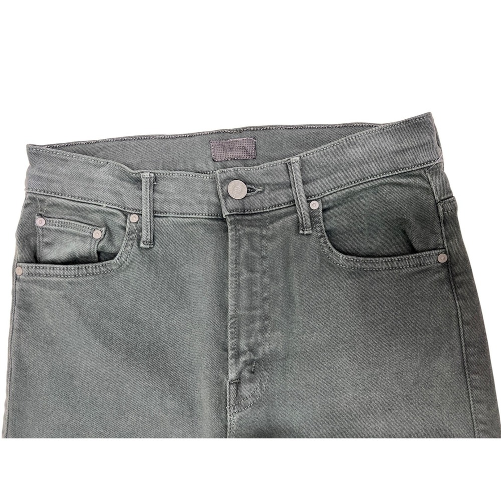 Mother The Insider Crop Step Fray Jeans Womens 27 Dark Olive Green Excellent - Picture 3 of 7